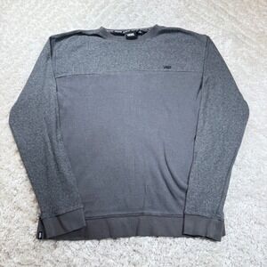 Vans Shirt Men's L Waffle Knit Pullover Crewneck Gray Skateboard Street Grunge